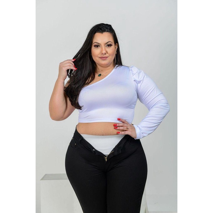 Calça jeans plus sales size com cinta