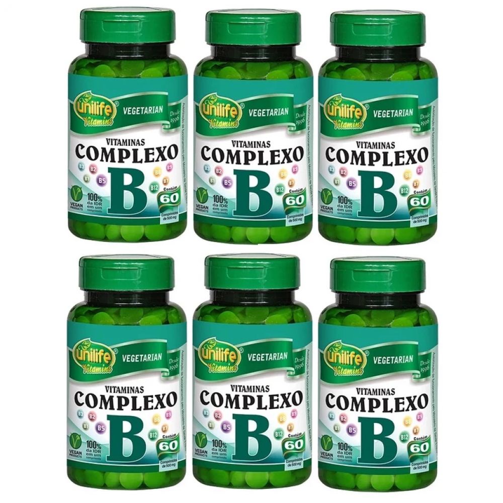 Kit 6 Vitamina Do Complexo B 500mg 60 Cpr Unilife | Shopee Brasil