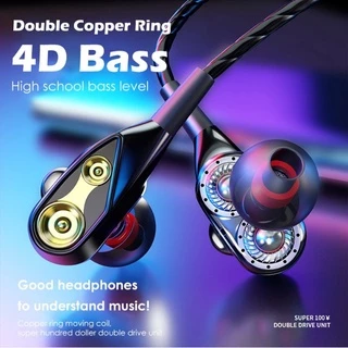 Fone De Ouvido Com Fio 3.5 Mm 4d Baixo Alto Filamento Duplo Est Reo Alta Fidelidade Microfone