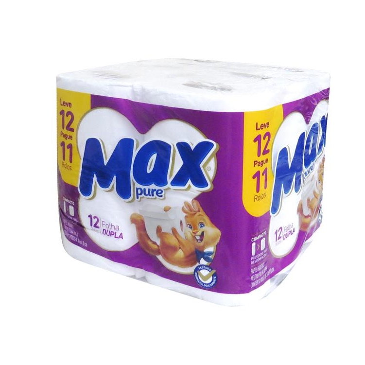 Papel Higiênico Max Pure folha dupla pacote c/ 12 rolos | Shopee Brasil