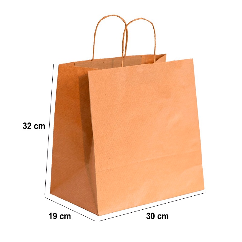 Sacola Kraft com alça 30x19x32 Parda ( 50 Unidades )