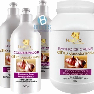 Kit Hidratação Alho Desodorizado Hábito Cosméticos mascara 2,3 kg