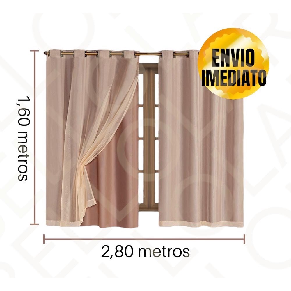 Cortina Blackout para Sala Quarto 2,80m x 1,60m blecaute PVC Voil Voal Liso