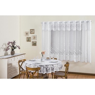 Toalha Mesa Renda Tulipas+cortina Cozinha De Renda 1,20x2,50
