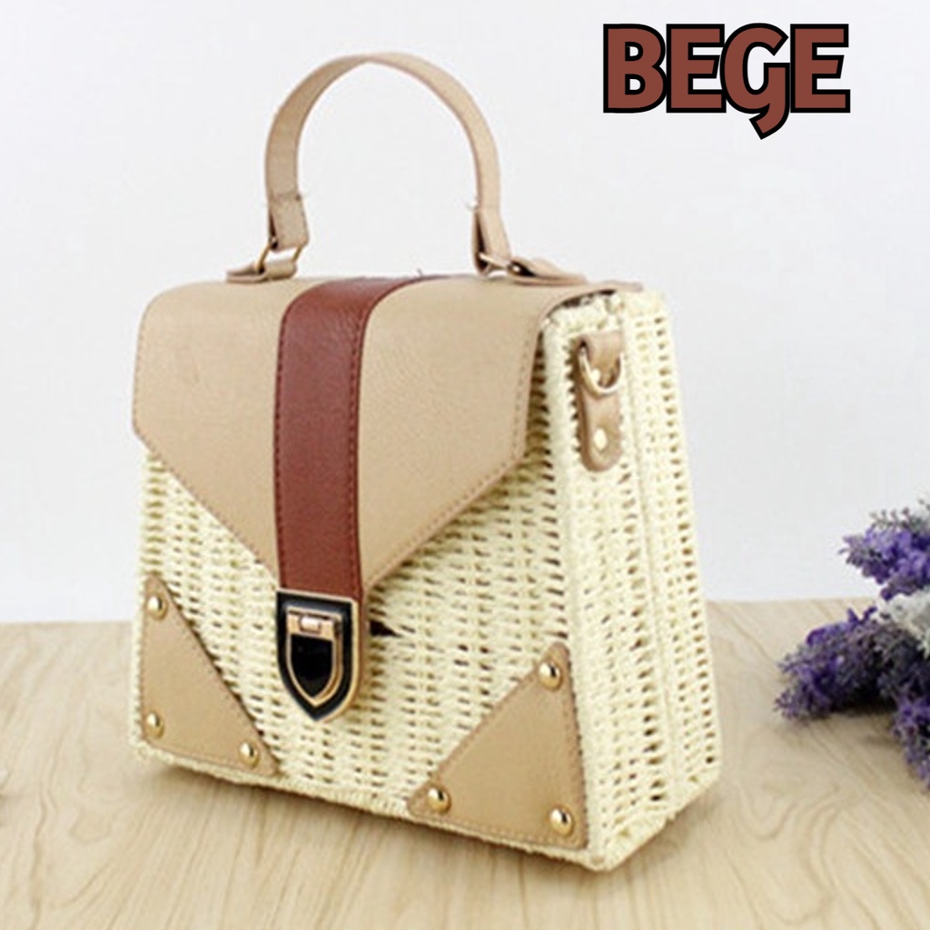 Bolsa Feminina Transversal Cor Bege De Ombro Ver O De Rattan Com Forro Shopee Brasil