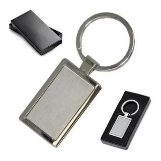 Chaveiro Retangular Metal Escovado Inox Kit 30 Unidades