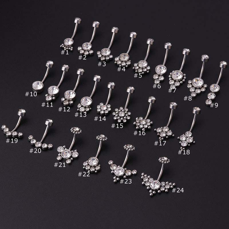 1 Piece 14Gauge Curved Barbell Belly Button Ring Navel Piercing