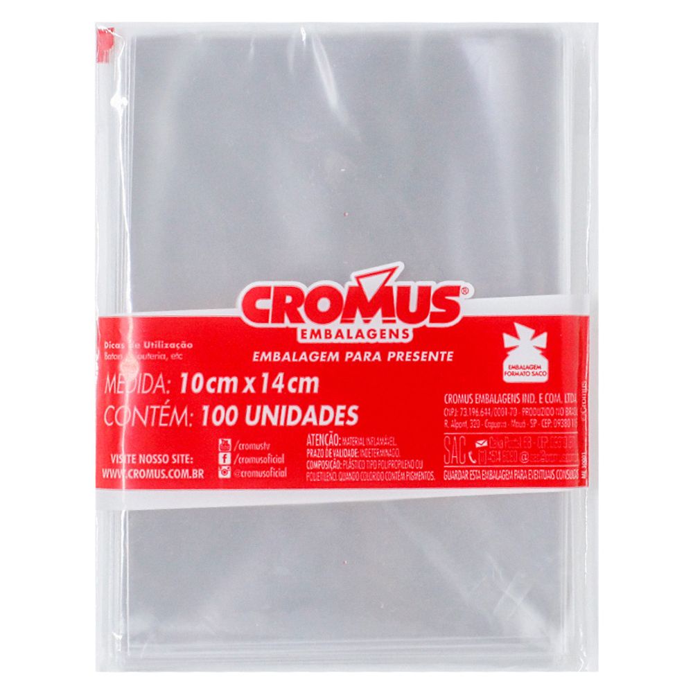 Saco Incolor 10x14cm / 11x19,5cm / Transparene C/100 Unidades Cromus ...