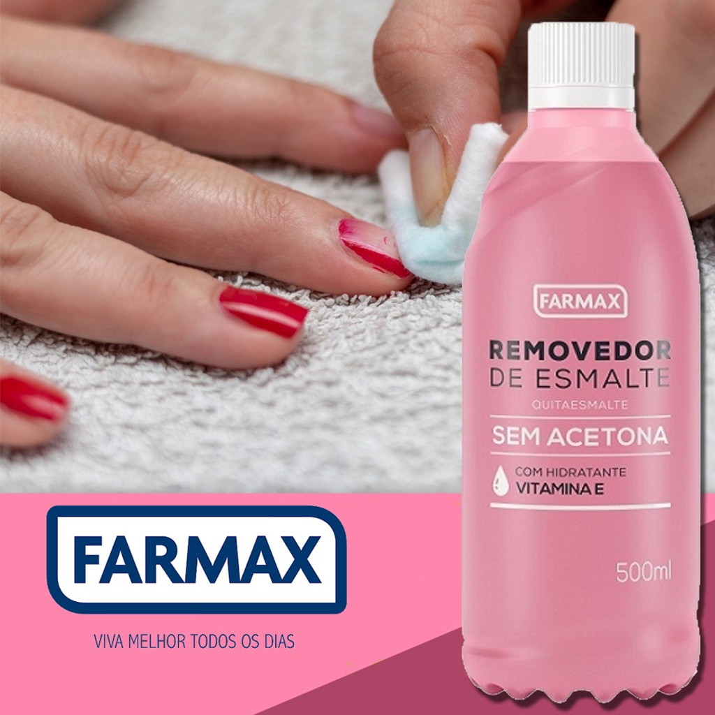 Removedor de Esmalte Sem Acetona Vitamina E Farmax 500ml | Shopee Brasil