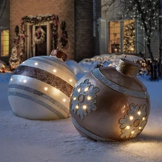 【Em stock】Decorações brinquedo festivas Decorações de Natal exteriores de 60 cm Bola de não iluminada Bola insuflável em PVC Brinquedos para casa