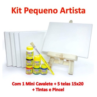 Cavalete KIT de Pintura Turma da Monica Infantil Guache e Pincel Brinquedo  Desenho Educativo Colorir Presente