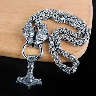 Novo Colar De Moda Masculino Cultura Nórdica Temperamento Retro Viking Cabeça De Lobo Pingente Acessórios Atacado De Presentes