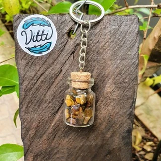 Chaveiro de Pote de Vidro Pedra Natural Diversas Opções