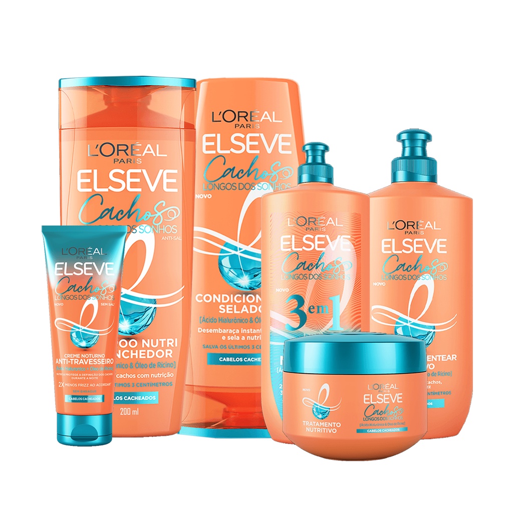 Kit Elseve Cabelos Cacheados Cachos Longos dos Sonhos | Shopee Brasil
