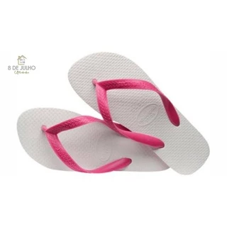 Chinelo Havaianas Tradicional Branco E Rosa