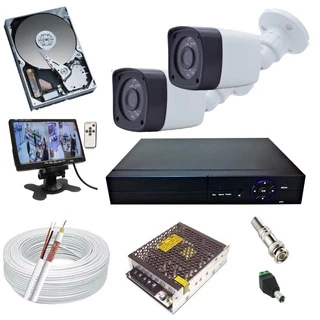 Kit 2 Câmeras Segurança Full HD 2 MP 24 Leds Dvr 4 Canais Monitor 7 Pol