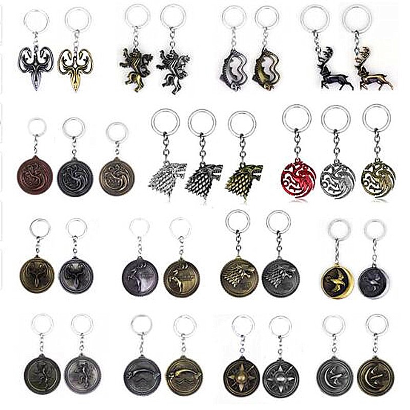 Game of Thrones Chaveiro Pingente Uma Crônica de Gelo e Fogo Lobo Cabeça Três Cabeças Dragão Pingente Colar Presente de