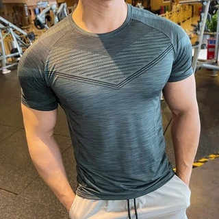 Camiseta Esportiva De Verão Manga Curta Respirável Quick Dry Para Homens Treinamento De Vestuário De Tamanho Superior