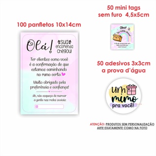 Kit Papelaria Combo Empreendedor Panfletos Agradecimento ao Cliente + Mini cartões Tag sem Furo + Adesivos mod 6