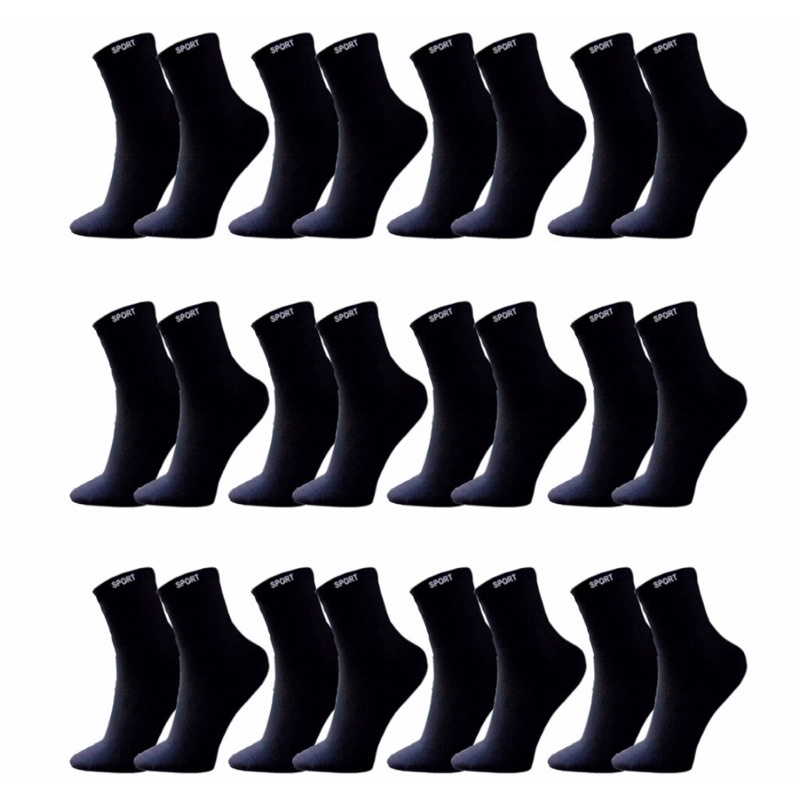 Kit 6 Pares De Meias Pretas Cano Alto Sport 100% Algodão