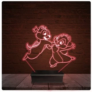 Abajur Luminária Acrílico Led - Desenho Esquilo Infantil 02