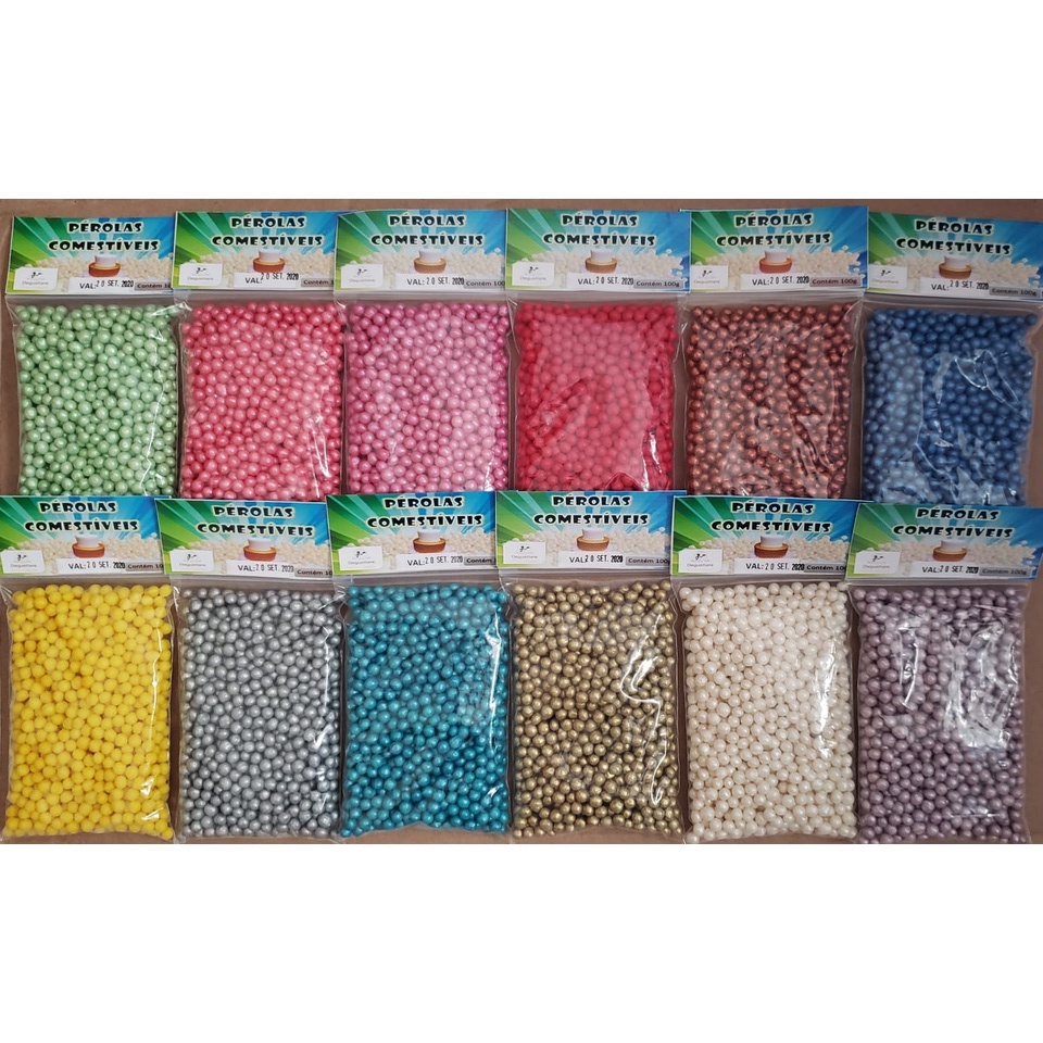Pérola Comestível 100g Confeito Para Bolos E Doces (Atacado)