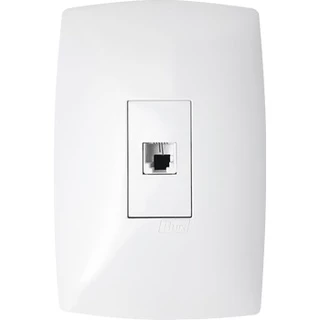 Tomada Telefone tomada interfone RJ 11 2 fios conjunto completo com placa módulo RJ11 e suporte sem parafuso aparente para caixinha 4x2 Linha Home BLUX