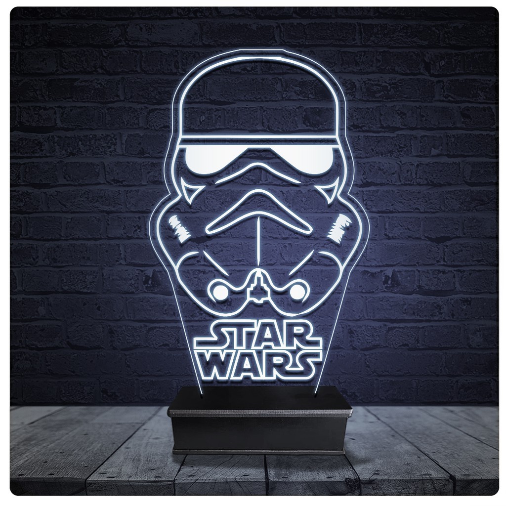 Luminária / abajur de acrílico, Laser Joinville / STARWARS STAR TROOPERS 20cm Aprox. com a base