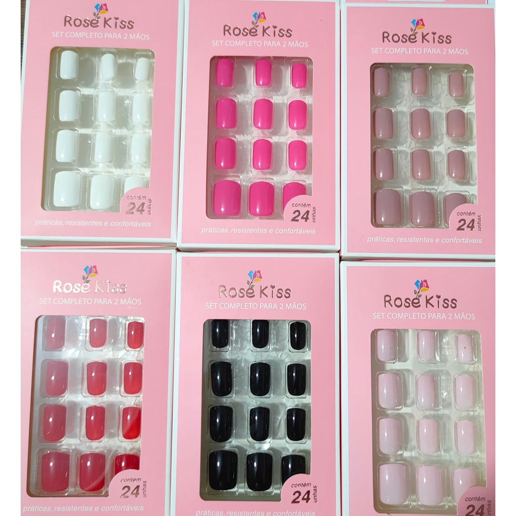 Unhas postiças decoradas com ultra gel adesivo com 24 peças/ unha ...