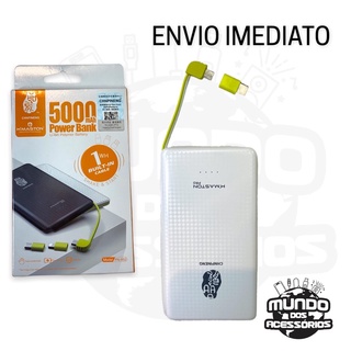 Power Bank 5000mah Slim hmaston Até 3 Cargas + Cabo Acoplado