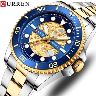CURREN Relógio Original Masculino Moda Casual Negócios Esportes Aço Inoxidável Simples Quartzo Impermeável 8412 XS