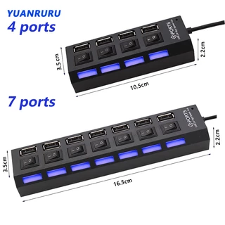 Hub USB com 4/7 Entradas USB 2.0 de Alta Velocidade com Botão Liga/Desliga