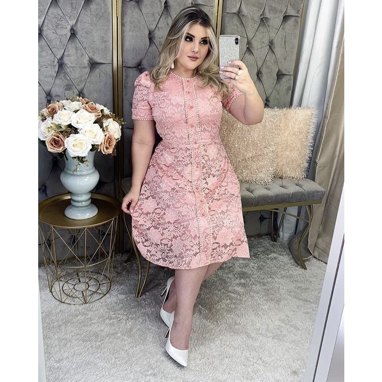 Vestido Midi Gode Manga Cumprida Moda Evangélica com Botões