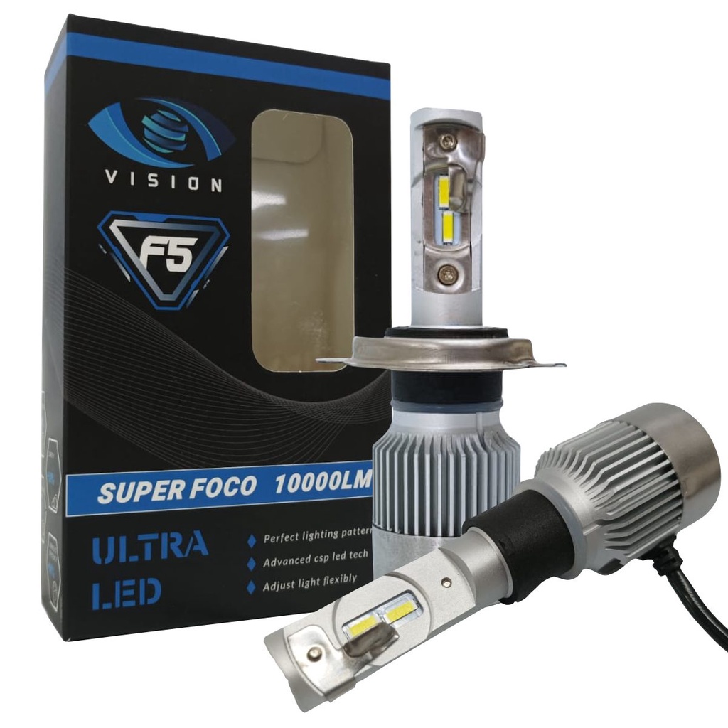 Par de Lâmpadas Ultra Led F5 Vision H4 10000 Lúmens Antiga M2M Super ...