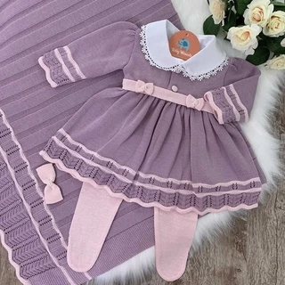 Saída De Maternidade Menina Tricô Menina - 3 Peças Kit Maternidade