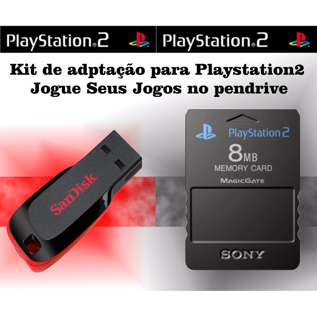 Kit Divers o Ps2 Play2 Pendrive 64Gb com mais de 22 jogoOsS M Card 16Mb OPL