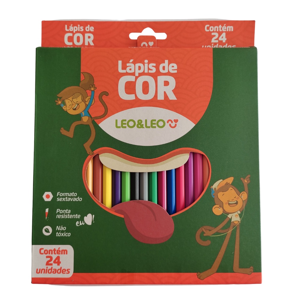 Lápis de cor Leo&Leo 24 cores volta as aulas | Shopee Brasil