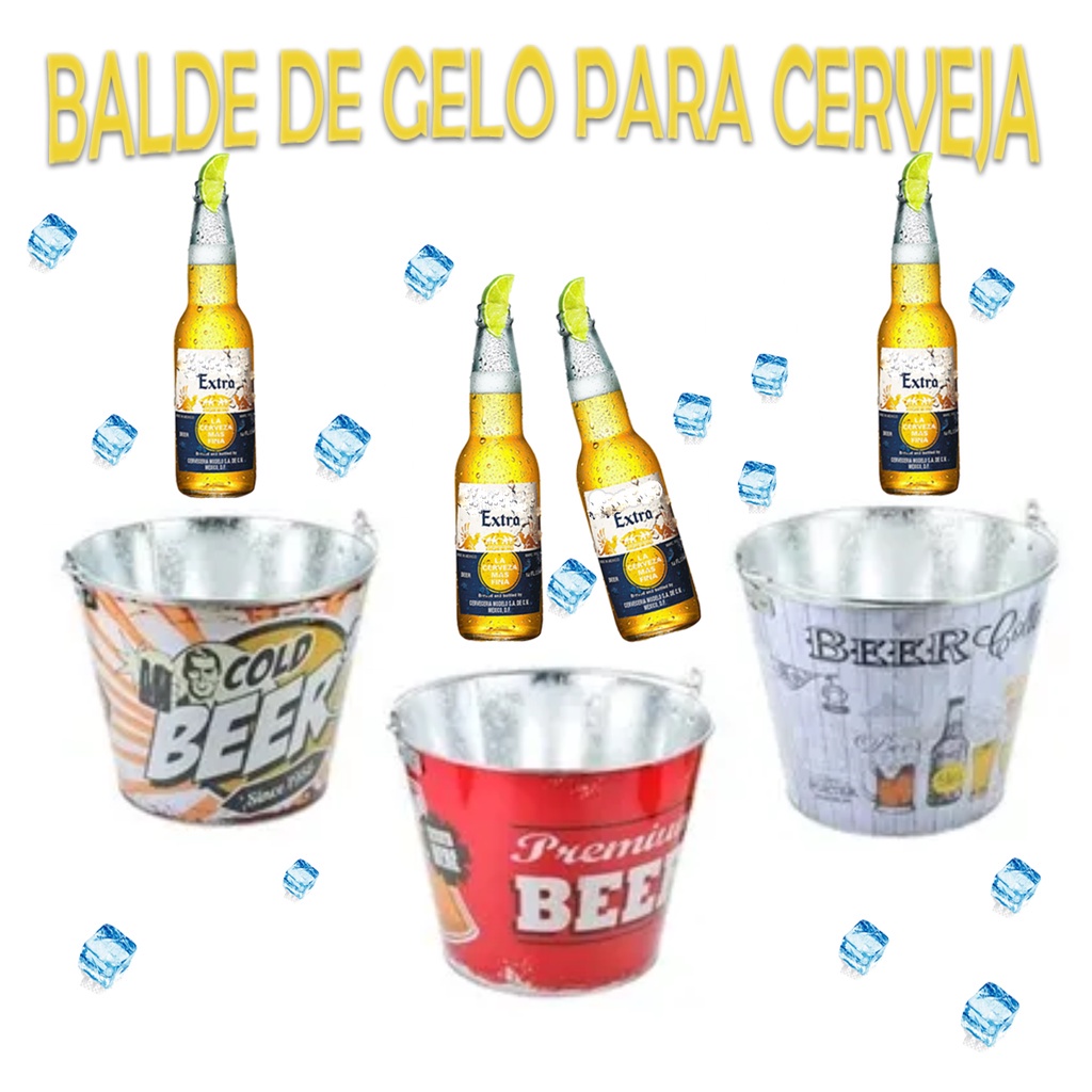 Balde De Gelo Para Cerveja De Aluminio Bebida Litros Drink Shopee Brasil