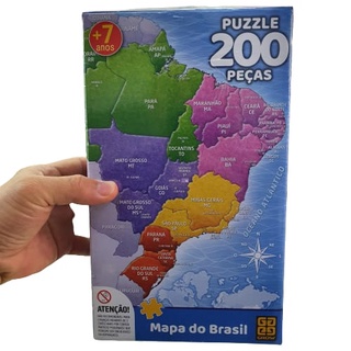 Jogo Quebra Cabeca Puzzle 200 Pecas Mapa do Brasil + 7 Anos na