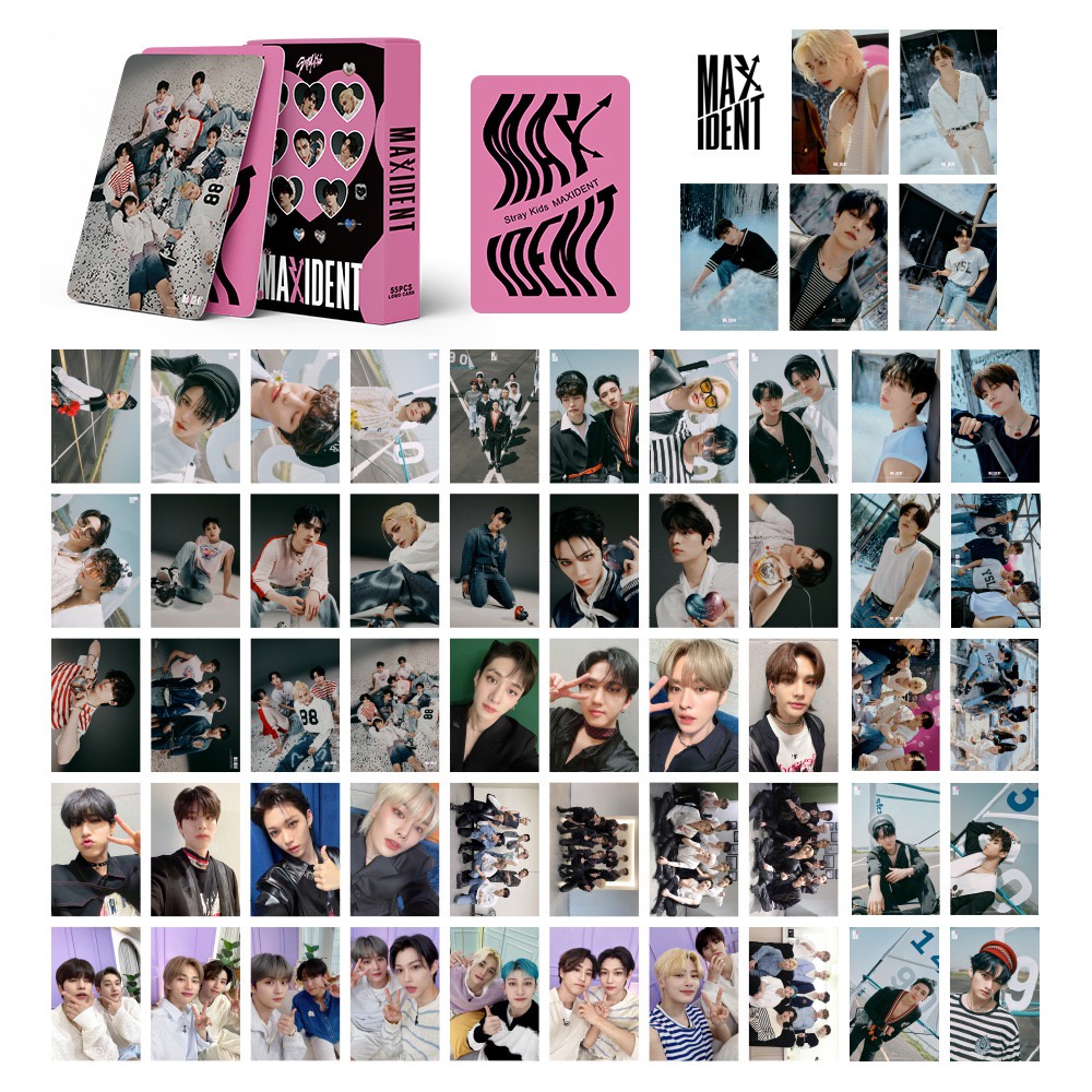 55pcs Cartões Fotográficos Stray Kids MAXIDENT 2022 Álbum LOMO Cartão ...