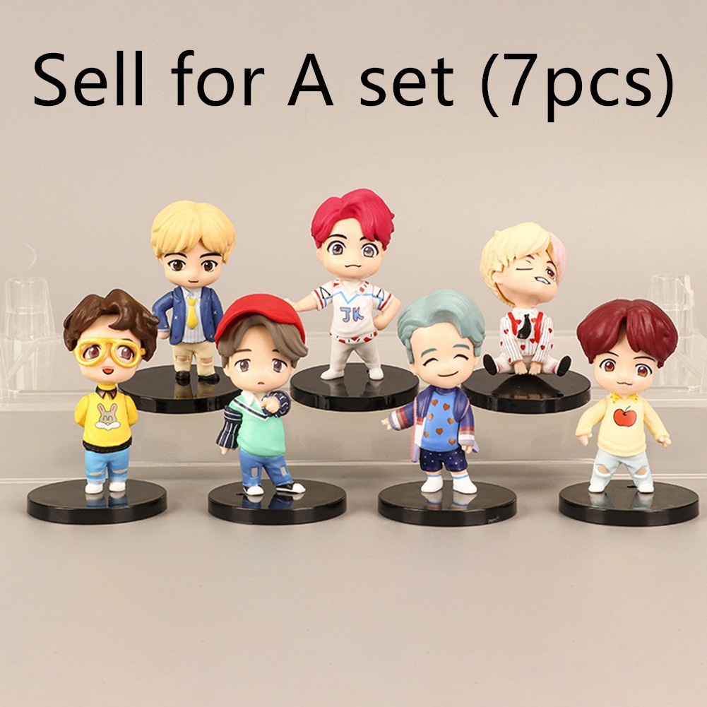 Jogo Do Presente De Natal 7 Pcs Bonito Kpop BTS Bangton Meninos Estatueta Mini Modelo Collectible Boneca Fã Decor