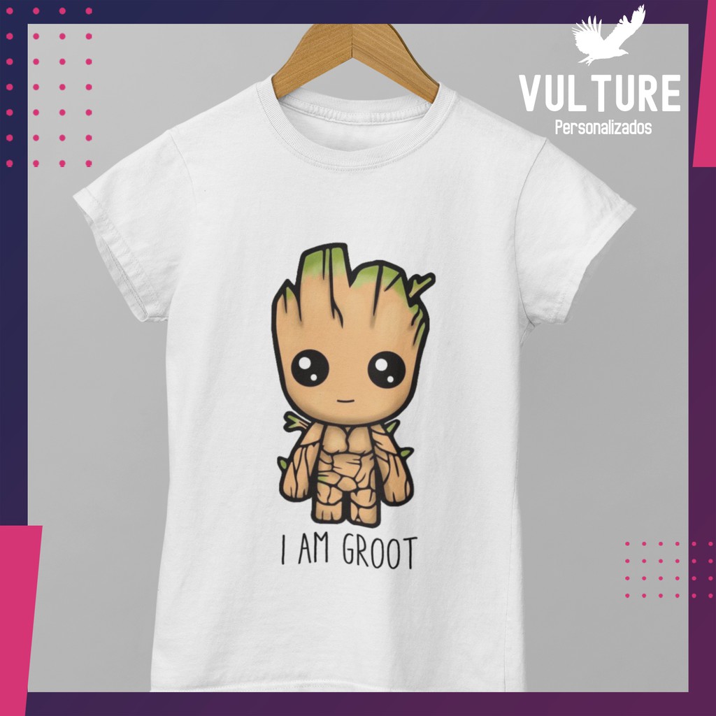 Camisetas Kawaii Baby Groot estampa para senhoras, tops casuais de Tumblr  Branco, eu sou Groot, adolescentes