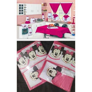 Lindos Jogos de cozinha com cortina bordados Minnie e Mickey