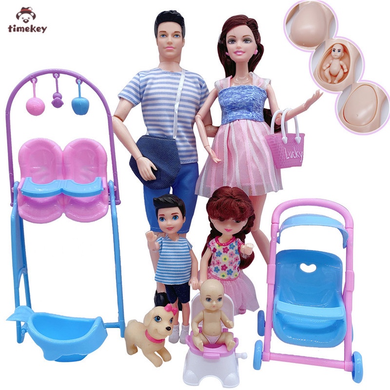 Boneca Steffi Love Grávida Familia Feliz Estilo Barbie Ken e filha Evi bebê