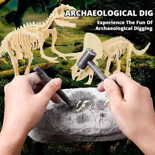 Brinquedos arqueológicos de dinossauros e fósseis para escavação manual de crianças - Brinquedos educativos infantis