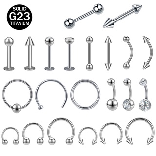1 PC Titanium Steel Nose Hoop Septum Clicker Piercings Belly Ring 16g Anéis Labret Orelha Cartilagem Tragus Piercing Jóias