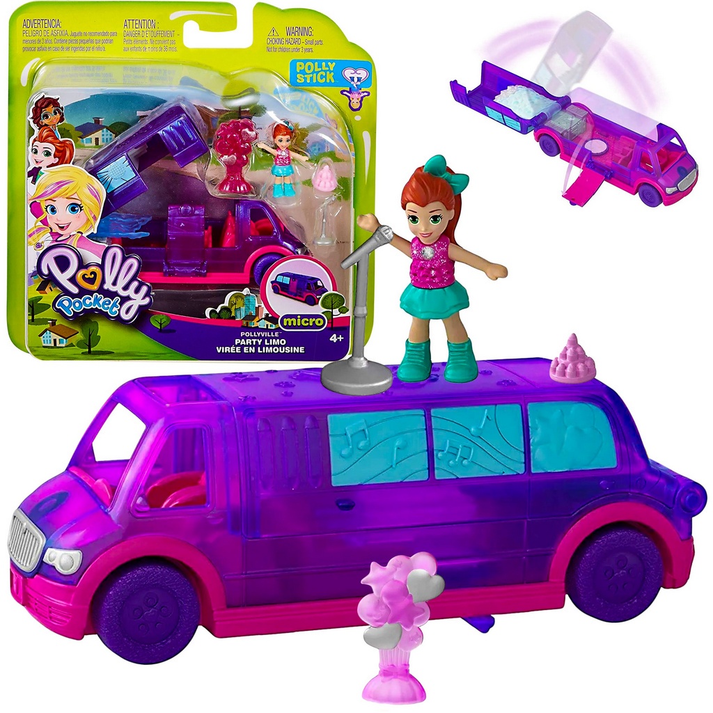 Mini Boneca - Polly Pocket - Polly com Veículo - Limousine Fashion - Mattel  - superlegalbrinquedos