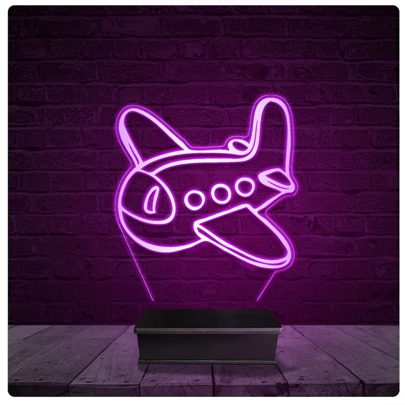 Luminária e Abajur Acrílico Led - Avião infantil Presente