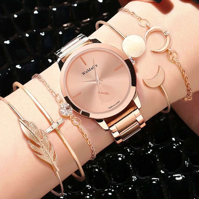 Relógio Feminino Pulseira de Aço Inoxidável Importado de Luxo Criativo  Único Relógio Retângulo Para Senhoras Qualidade Relógio de Pulso Elegante -  Amor Lindo