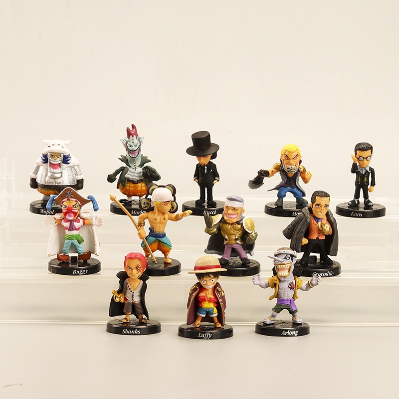 12 Pçs/Kit Anime bonecos One Piece Dolls Action Figure Toys Luffy Zoro Nami Usopp Banji Chopper Boneca Figura